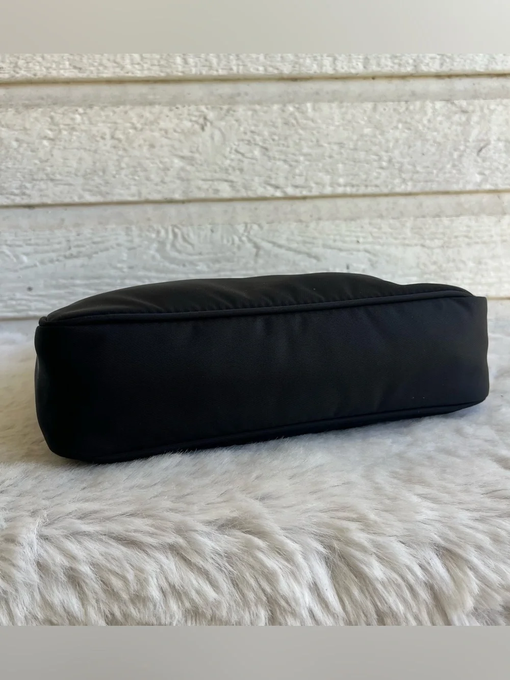 PRADA Re-Edition 2000 Black Nylon Hobo Baguette Shoulder Bag Galleria